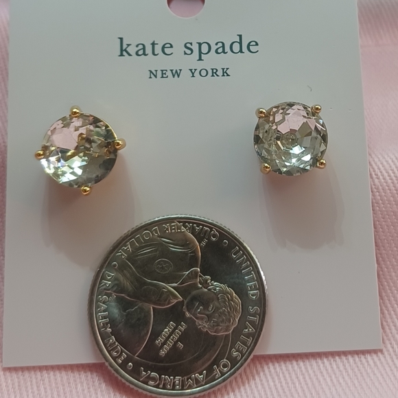 New Kate Spade Gumdrop Sparkly Stud Earrings Golden Clear - Picture 4 of 10